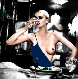 helmut newton one boob dress colorized 2